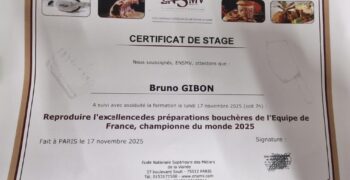 BRUNO GIBON CERTIFICAT Certificat de stage championnat du monde 2025